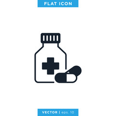 Medicine bottle icon vector design template. Prescription drug bottle sign