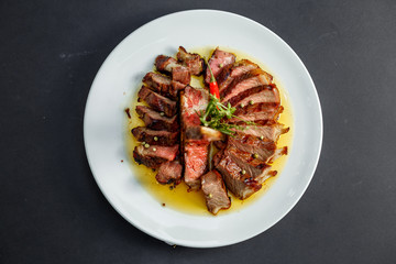 sliced ​​beef steak