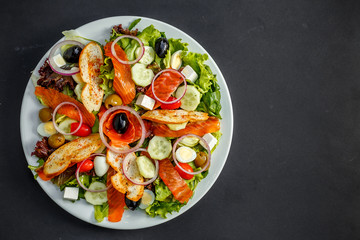 salad with fresh fish arugula and cheese