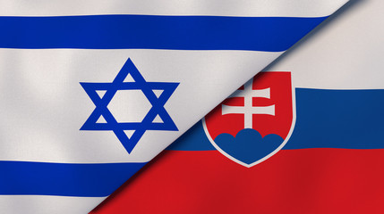 The flags of Israel and Slovakia. News, reportage, business background. 3d illustration