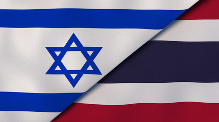 The flags of Israel and Thailand. News, reportage, business background. 3d illustration