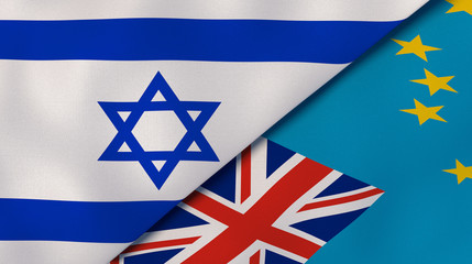 The flags of Israel and Tuvalu. News, reportage, business background. 3d illustration