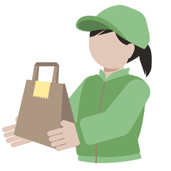 荷物を届けるデリバリー業者の女性