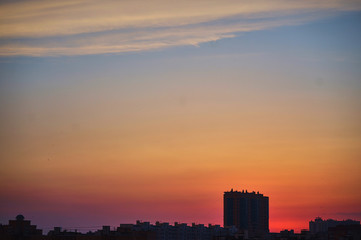 City sky. Sunset