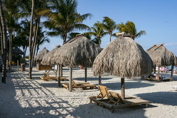 tropical beach huts