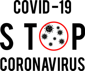 Sign caution coronavirus. Stop coronavirus, Coronavirus Bacteria Cell Icon, 2019-nCoV Novel Coronavirus Bacteria Covid 19. Isolated Vector Icon, drawing, illustration.