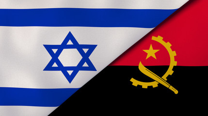 The flags of Israel and Angola. News, reportage, business background. 3d illustration