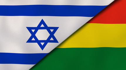 The flags of Israel and Bolivia. News, reportage, business background. 3d illustration