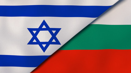 The flags of Israel and Bulgaria. News, reportage, business background. 3d illustration