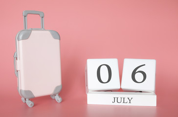July 06, time for a summer holiday or travel, vacation calendar