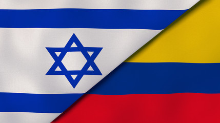 The flags of Israel and Colombia. News, reportage, business background. 3d illustration