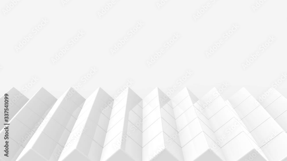 Poster loop able abstract modern art white cube boxes stack pattern graphic wall design template footage ba