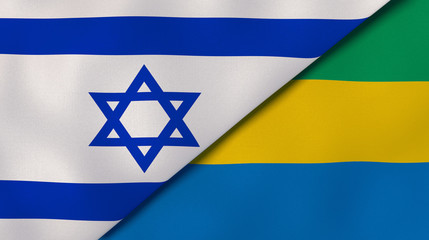 The flags of Israel and Gabon. News, reportage, business background. 3d illustration