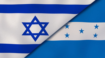 The flags of Israel and Honduras. News, reportage, business background. 3d illustration