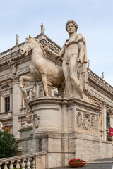 Fototapeta na wymiar Castor - one of the statues of dioscuri in Campidoglio square, Rome, Italy.