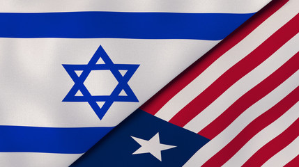 The flags of Israel and Liberia. News, reportage, business background. 3d illustration