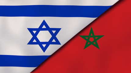 The flags of Israel and Morocco. News, reportage, business background. 3d illustration