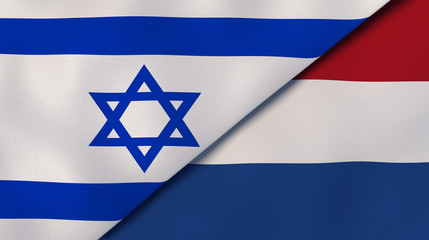 The flags of Israel and Netherlands. News, reportage, business background. 3d illustration