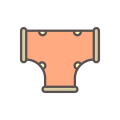 Decorative PVC line pipe cover vector icon. Also called decorative duct, cover guard, tube cover or connecting fitting. Part for air conditioner hvac system to hide refrigeration pipe on external wall