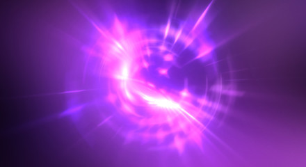 Dynamic moving burst of light. Beautiful shinning background of colorful lights. Vibrant energy display of a star with glowing light rays and particles.