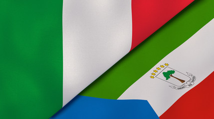 Obraz premium The flags of Italy and Equatorial Guinea. News, reportage, business background. 3d illustration