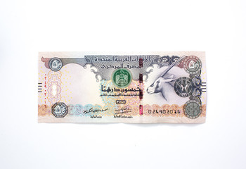 fifty dirhams money paper bills United Arab Emirates