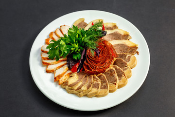 cold cuts on a white plate