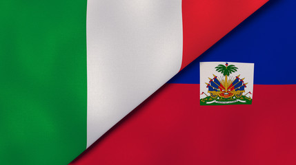 Obraz premium The flags of Italy and Haiti. News, reportage, business background. 3d illustration