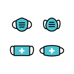 Safety breathing masks icon collection. Breathing medical respiratory mask. Coronavirus protection equipment.