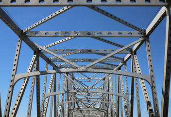 steel bridge with blue sky background
