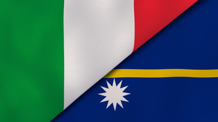 The flags of Italy and Nauru. News, reportage, business background. 3d illustration