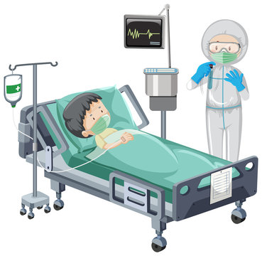 patient in hospital bed with doctor clip art preview