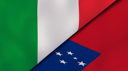 The flags of Italy and Samoa. News, reportage, business background. 3d illustration