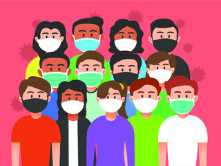 Group of people wearing masks to avoid spreading the virus