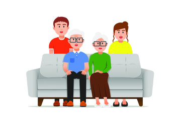 Illustration of a family looking in front of the camera for memorable photos