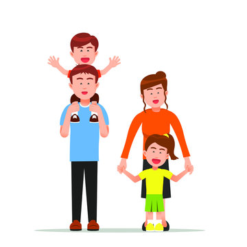 Illustration of happy family looking in front of the camera for memorable photos
