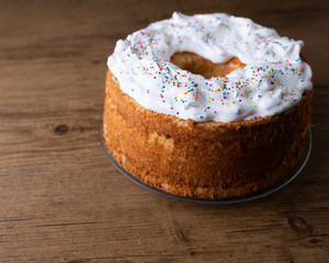 Angel food cake with sprinkles