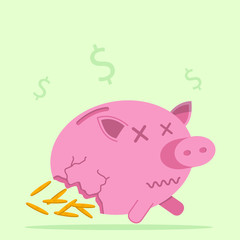 broken piggy bank coin dollar