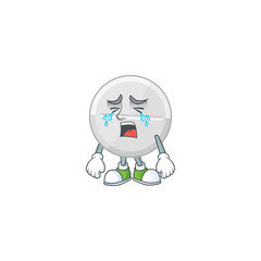 A weeping white pills cartoon character concept