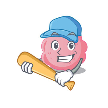 Picture of anaplasma phagocytophilum cartoon character playing baseball