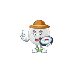 World explorer white pills cartoon design style using compass