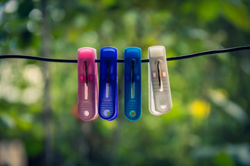Clothespins in natural background