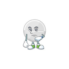 White pills with waiting gesture cartoon mascot design concept