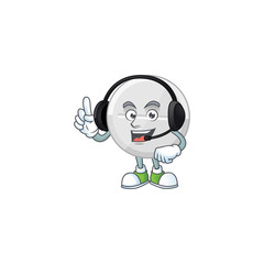 White pills cartoon character style speaking on headphone