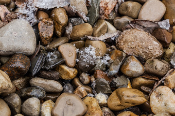 River Rock Pebbles with Frost
