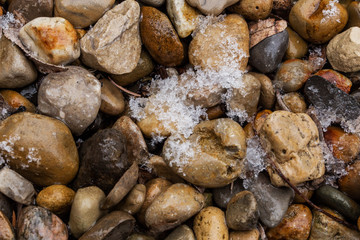 River Rock Pebbles with Frost
