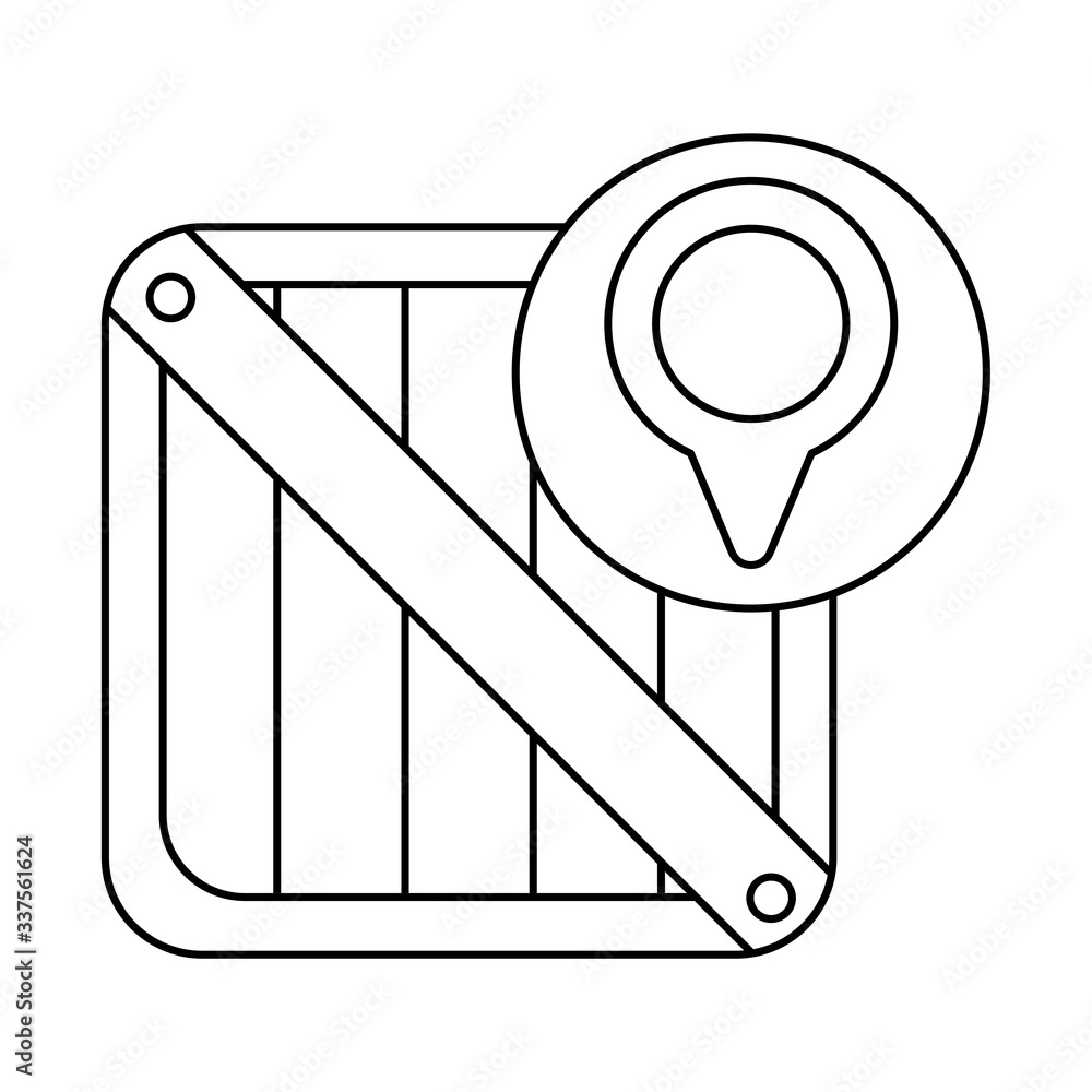 Poster wooden box with pointer of location , line style icon