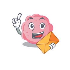 Happy anaplasma phagocytophilum mascot design concept with brown envelope