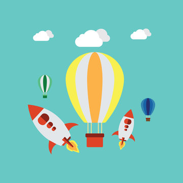 Startup rocket for new business concept