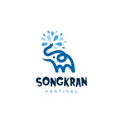 elephant water songkran festival logo vector illustration